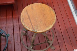 Old metal and wood stool (before)