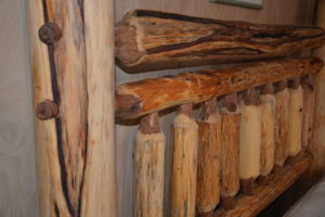 Redwood log post bed preserved with linseed oil wax