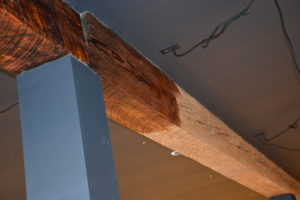 Wood beam preserved and nourished with raw linseed oil