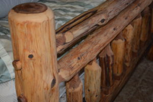 Redwood log post bed preserved and nourished with linseed oil wax