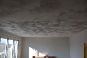 (Before) Stucco ceiling before removal